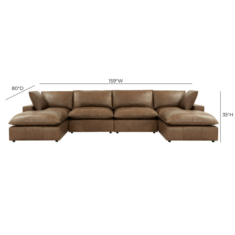 Hadleigh Brown Leather Modular U- Chaise Sectional