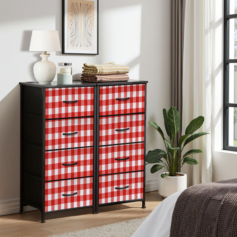 4 Drawer Dresser for Bedroom, Narrow Chest of Drawers, Wooden Top and Study Iron Frame 18"x37.5"-(WxH)