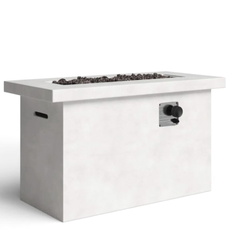 Table de foyer d'extérieur moderne en béton, H 24 po, l 42 po x P 20 po, foyer d'extérieur rouille et résistant aux intempéries, gris