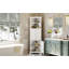 Grande armoire triangulaire blanche avec 3 tiroirs et tablettes réglables pour la salle de bain-1242957108