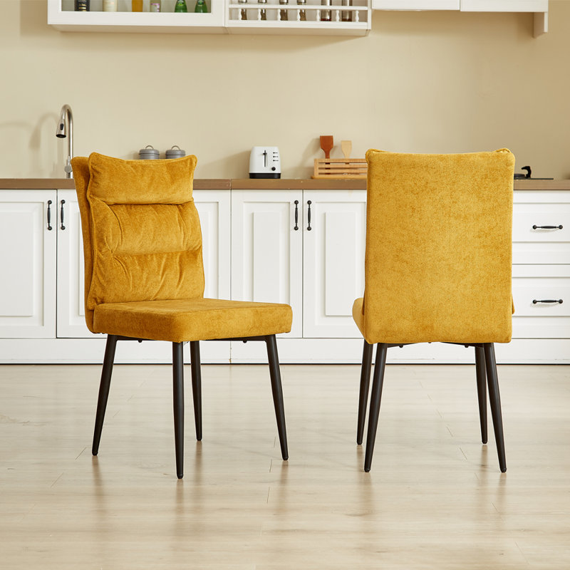 49cm H Upholstered Metal Upholstered Back Accent, Mustard