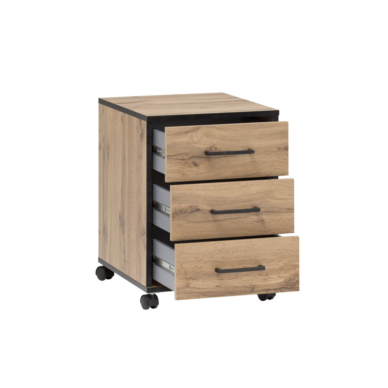Gregson 40 cm W 3 -Drawer Filing Cabinet, Brown/Black