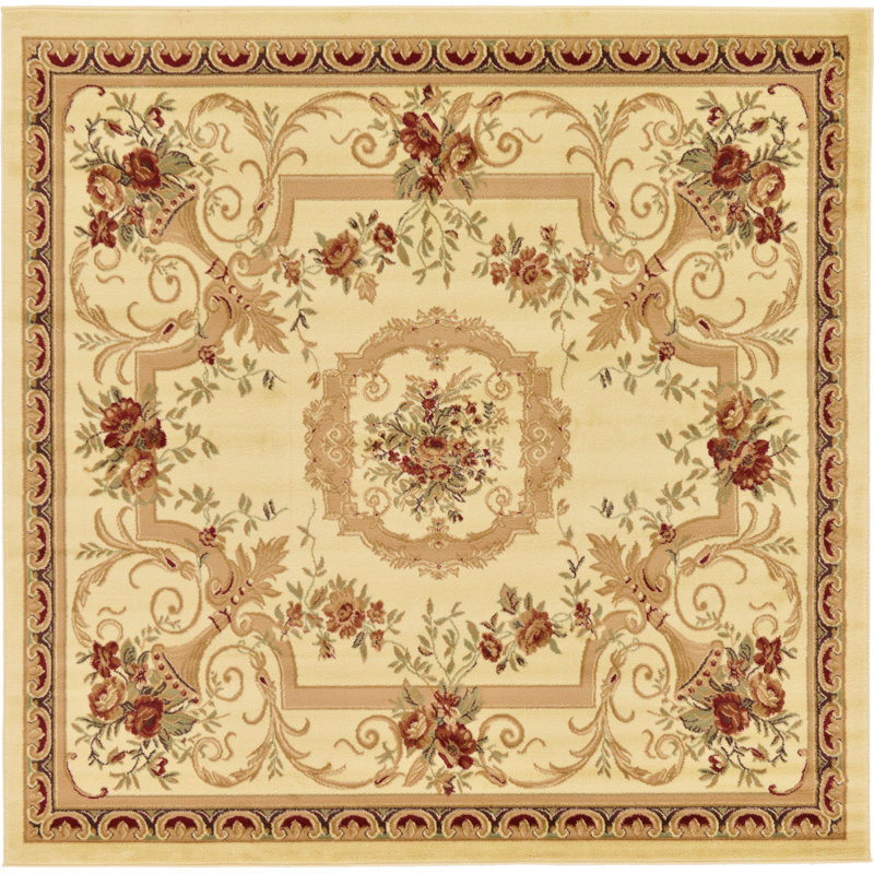 Debora Oriental Area Rug, Square 4'1", Cream