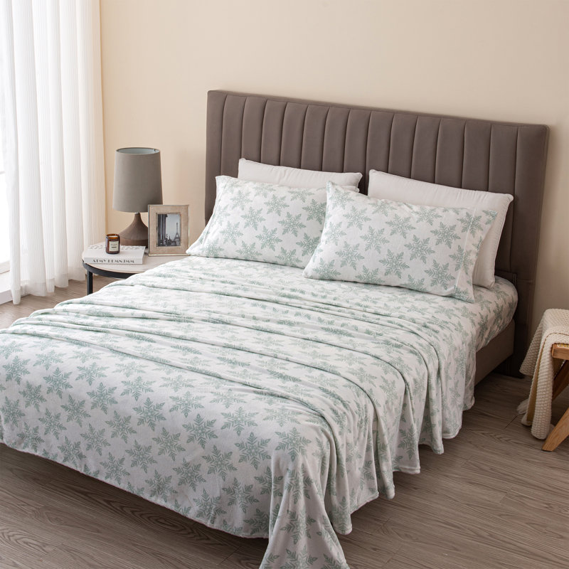 Ensembles de draps en velours ultra doux, Reine, Grands flocons de neige