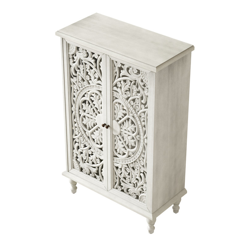 Meuble de rangement d'appoint au sol de 47 po de hauteur, Blanc antique