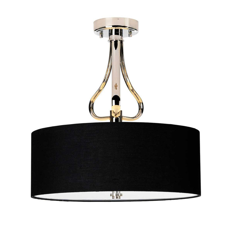 Partone Glass Semi Flush Mount, Black, Polished Chrome