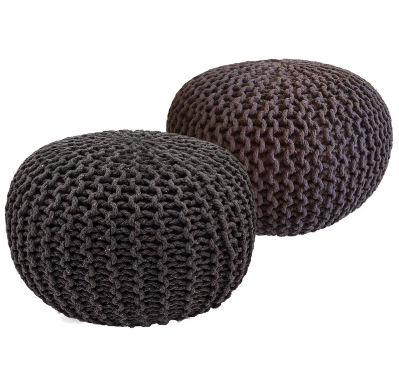 Iyana 55cm Wide Pouf Ottoman, Black/Brown