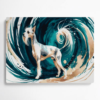 Chiens chinois à crête, art mural en métal beige