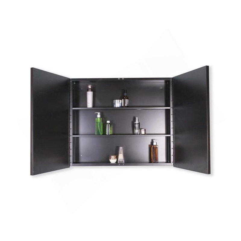 Armoire de salle de bain murale ou encastrée polyvalente avec miroir et grand rangement