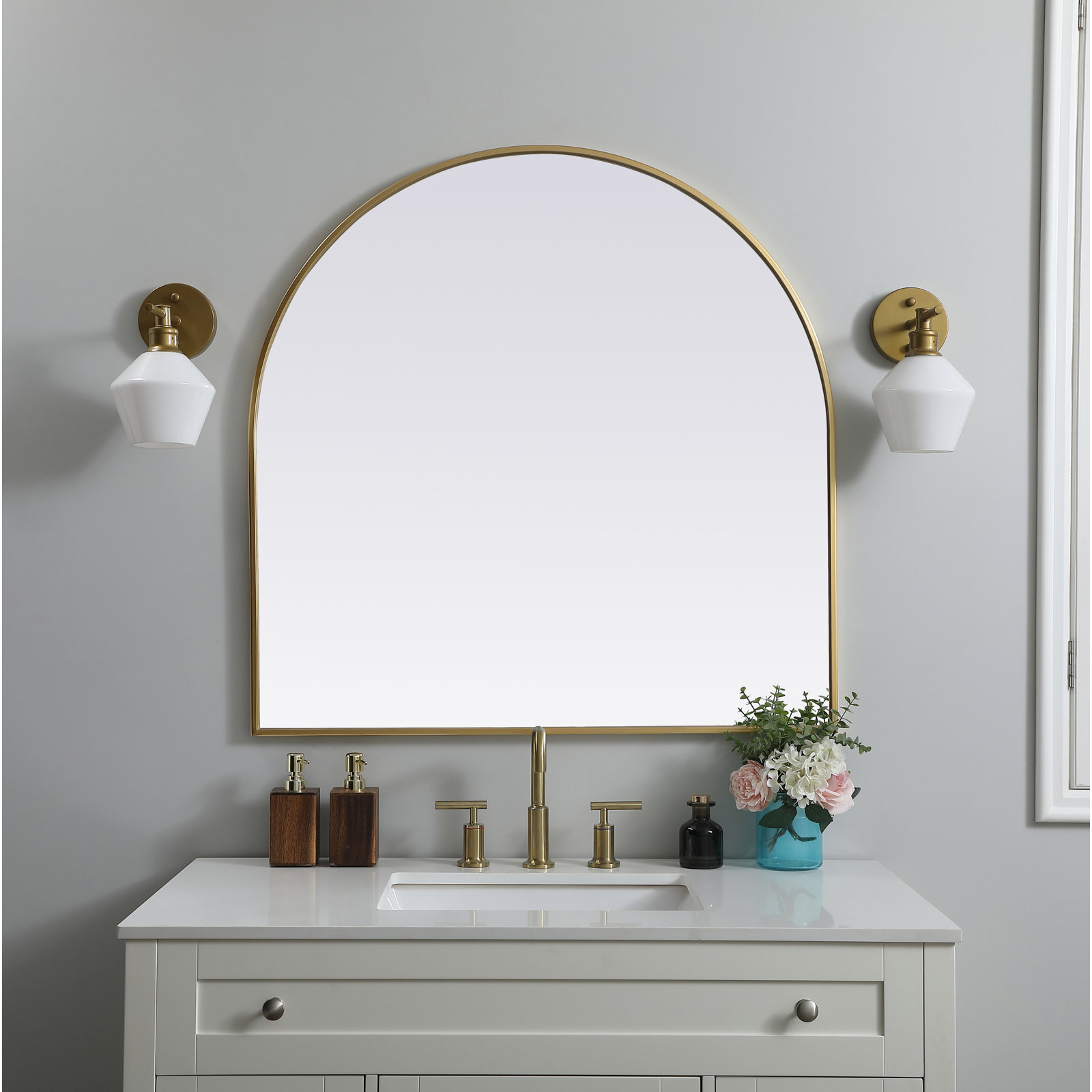Sabine 36" Accent Mirror, Brass, 36" x 36"