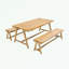 Ensemble de salle à manger de patio 3 pièces avec table et bancs en bois