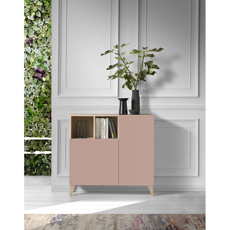 12 Pair Shoe Storage Cabinet, Light Oak/Pink