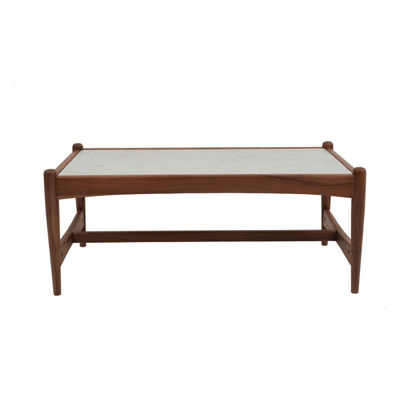 Jasmeet Genuine Marble Solid Wood Coffee Table, White