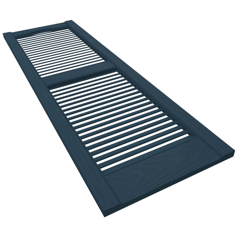 Midnight Green Vinyl Open Louvered Shutters, 12"W x 37"H