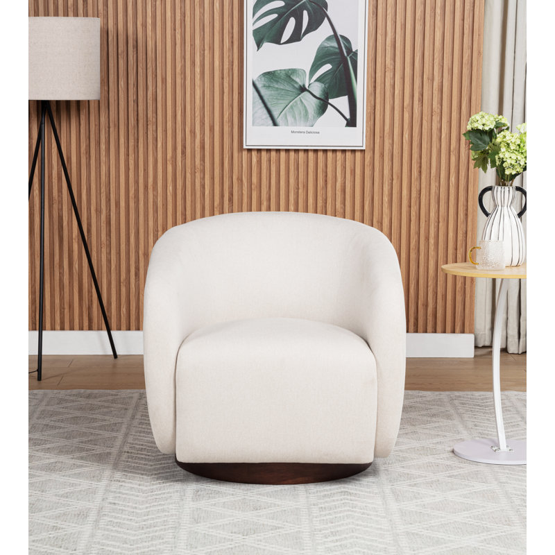 Upholstered Swivel Barrel Chair, Beige