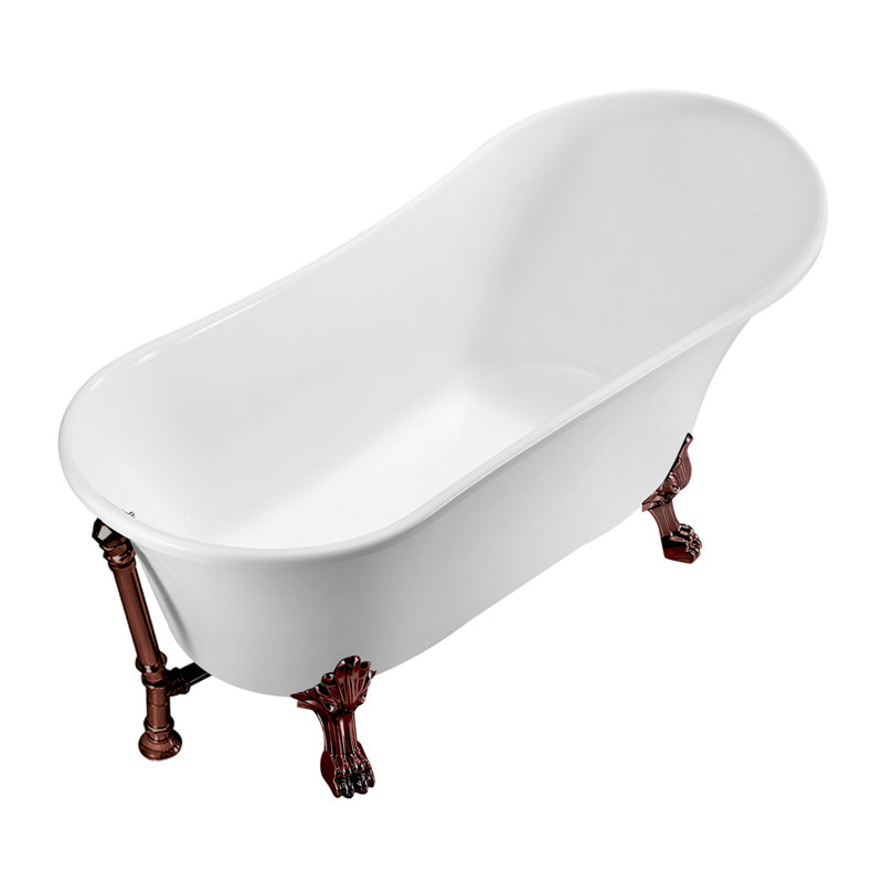 55" Streamline Clawfoot Soaking Acrylic Bathtub, Matte Oil Rubbed Bronze, Matte Oil Rubbed Bronze