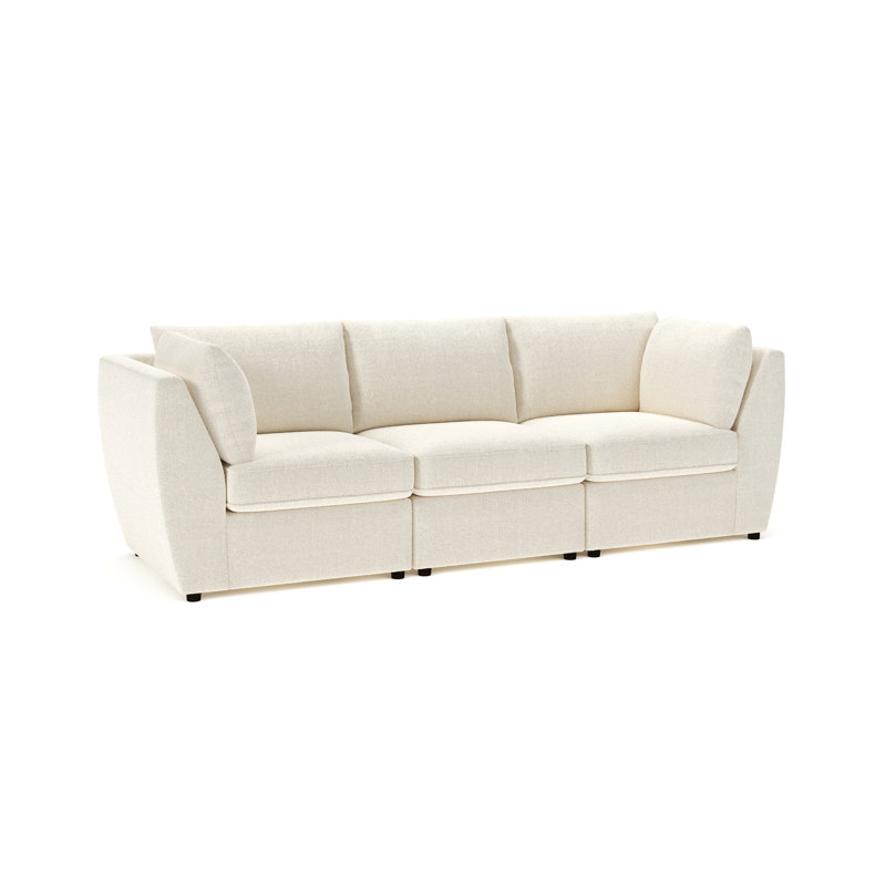 Canapé modulaire rembourré 3 pièces Caldwell, Perle Davis