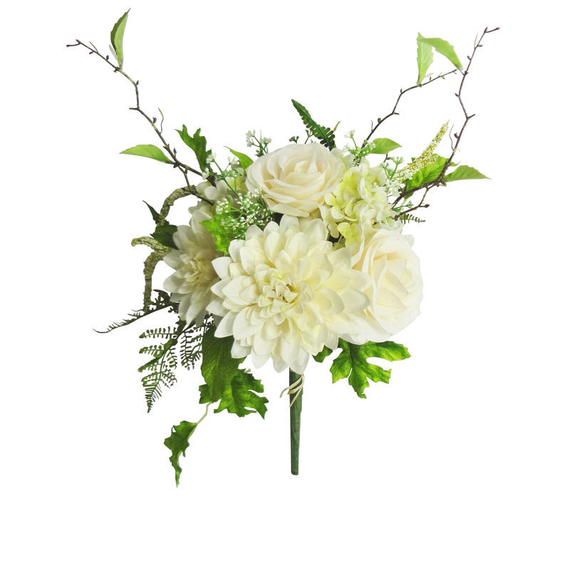 Arrangement floral rose/dahlia/hydranga, Crème