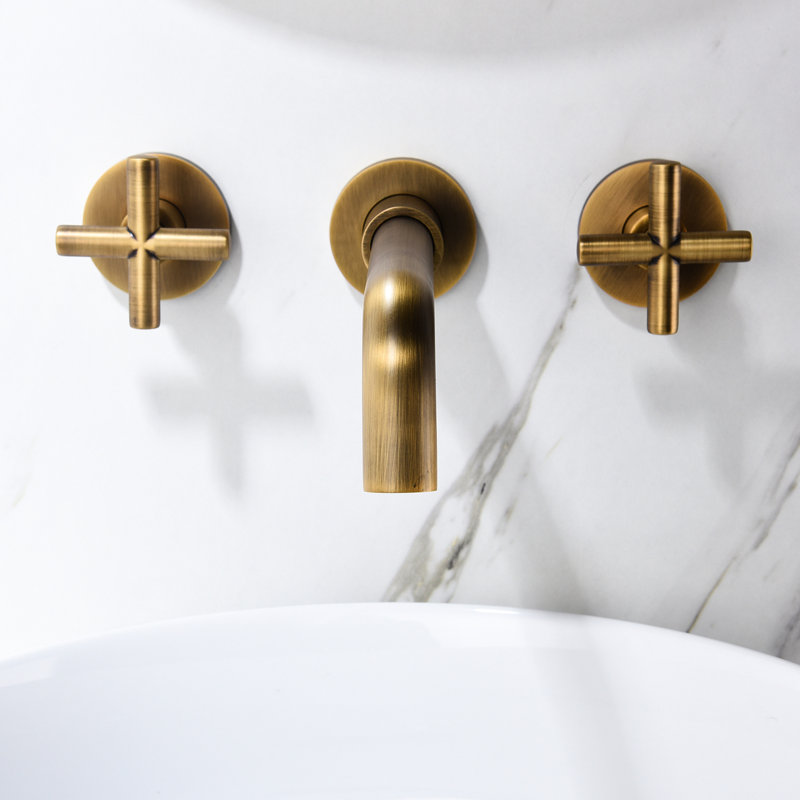 Robinet de lavabo mural en bronze - Construction robuste, protection à 7 couches, entretien facile et facile à utiliser et à entretenir