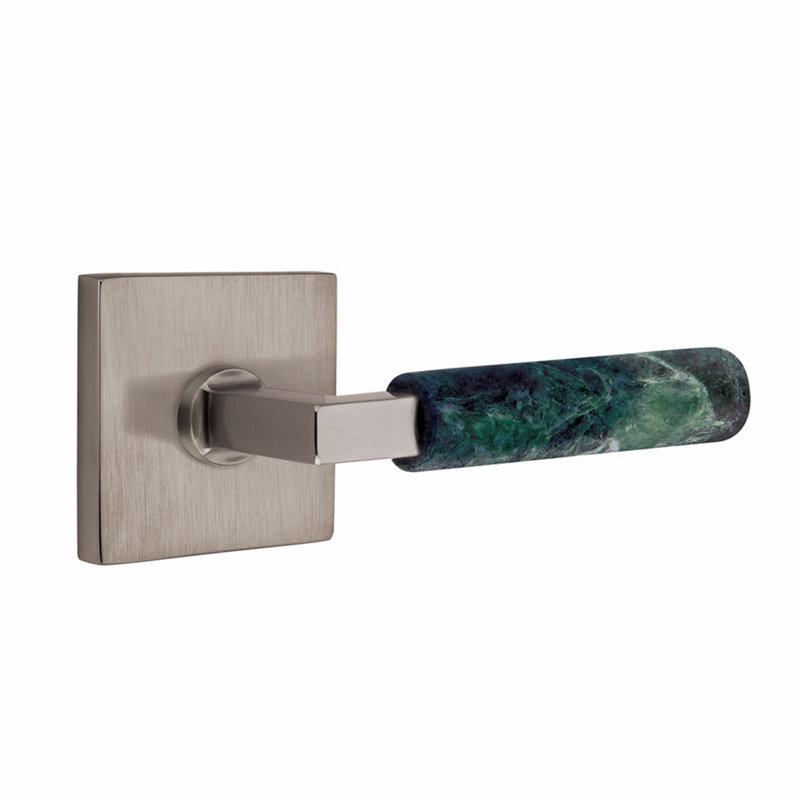 Ensemble de leviers de passage Emtek Select, rosette moderne, tige carrée en L, CF, Carrée, Étain