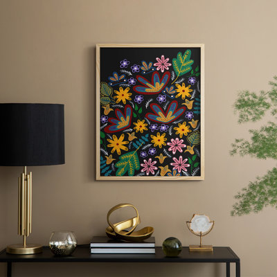 «Muddled Flowers I», reproduction encadrée - bois massif