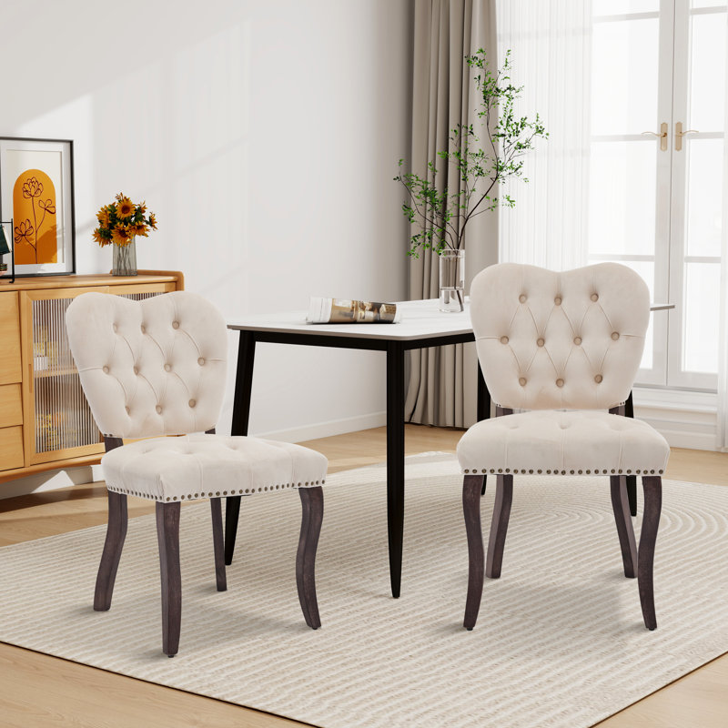 Chaise d'appoint capitonnée (ensemble de 2), Beige