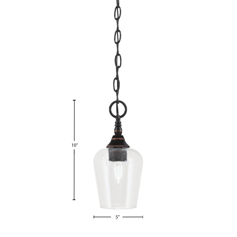 Mini-luminaire suspendu en chaîne avec verre, Cuivre / noir