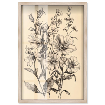 Gathering of Petals I Shadowbox Print Floral Wall Decor by Art Remedy, Blonde Frame, 17 x 25