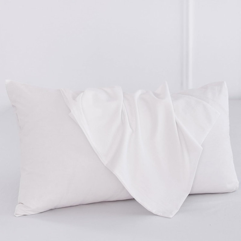 MooMee 100% Washed Cotton Pillowcases Linen Like Textured Breathable Soft, Standard Pillowcase Case Pack, Bright White
