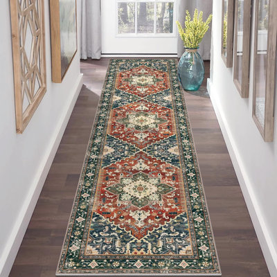  Vintage Runner Rug Non-Slip Vintage Washable Kitchen Rug