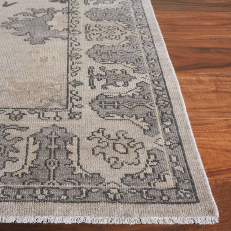 Oushak Oriental Hand Knotted Wool Gray Area Rug, Rectangle 6' x 9'