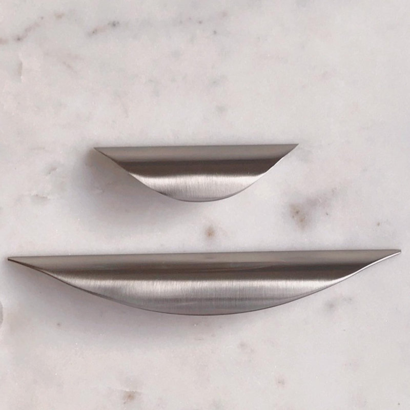 Brushed Nickel Medium Luna Drawer Pull, 3 3/4"