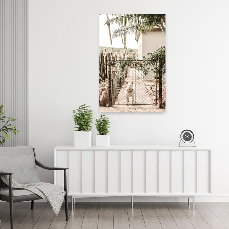 Art contemporain, paysage abstrait, palmier, cactus, H 36 po x l 24 po