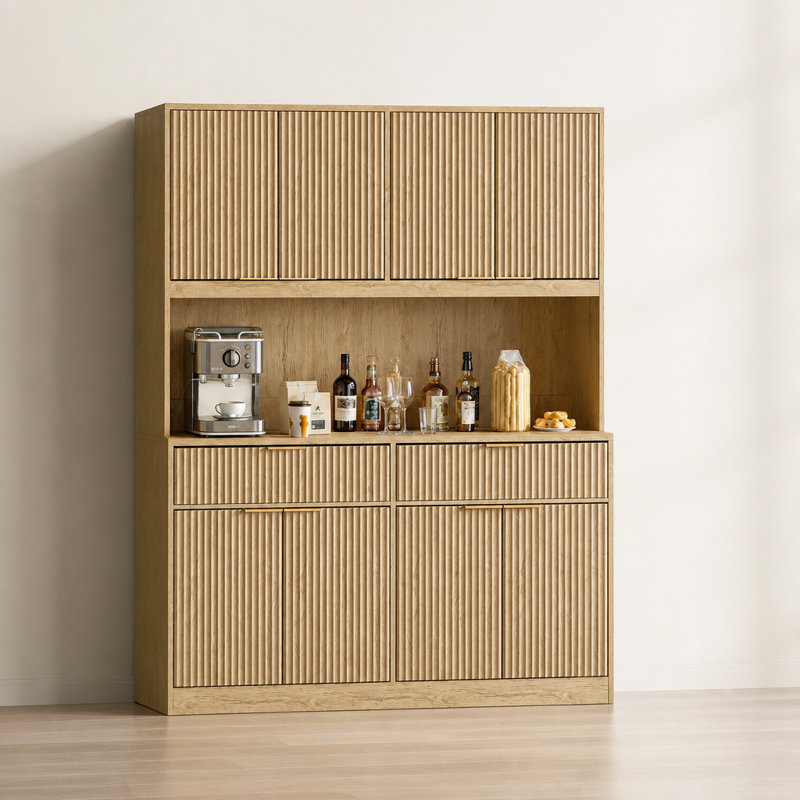 Cabinet de rangement moderne et multifonctionnel avec prise de courant et comptoir ouvert pour des besoins d'organisation polyvalents