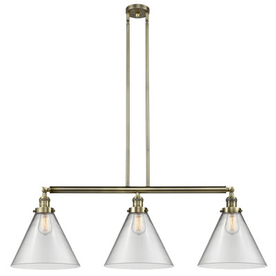 Cone 3 Light Stem Hung Island Light