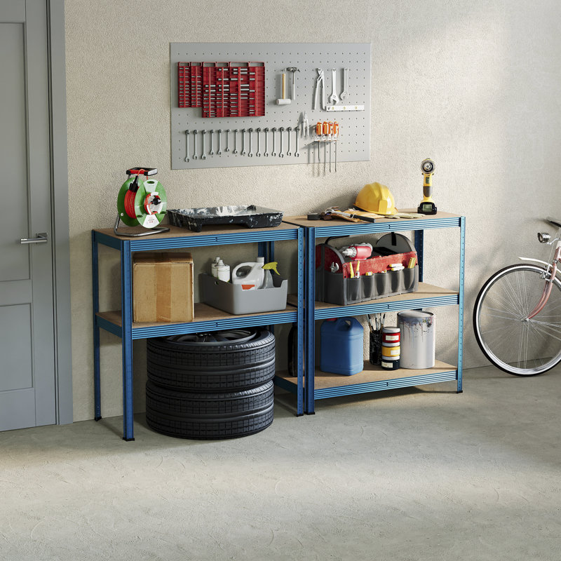Vida Metal Height -Adjustable Shelving Unit, Large, Blue