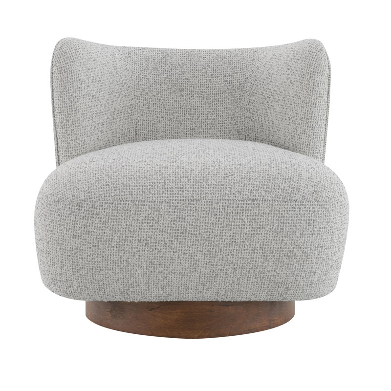 Chaise d'appoint courbée en tissu Tweed à dossier courbé, gris et noyer