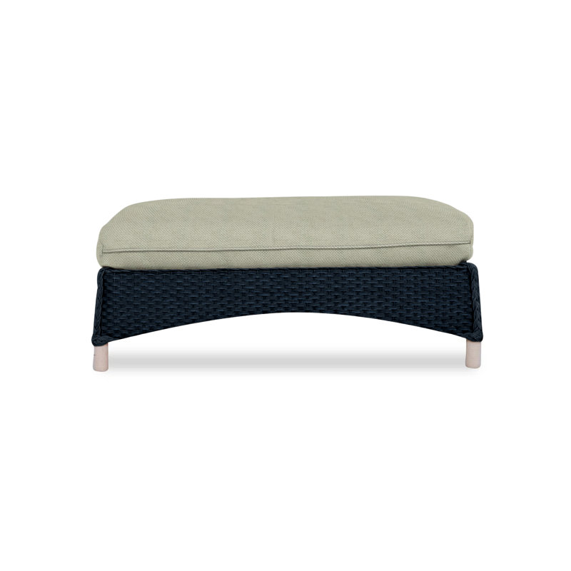 Mandalay Outdoor Ottoman, Callen Celadon, Ebony