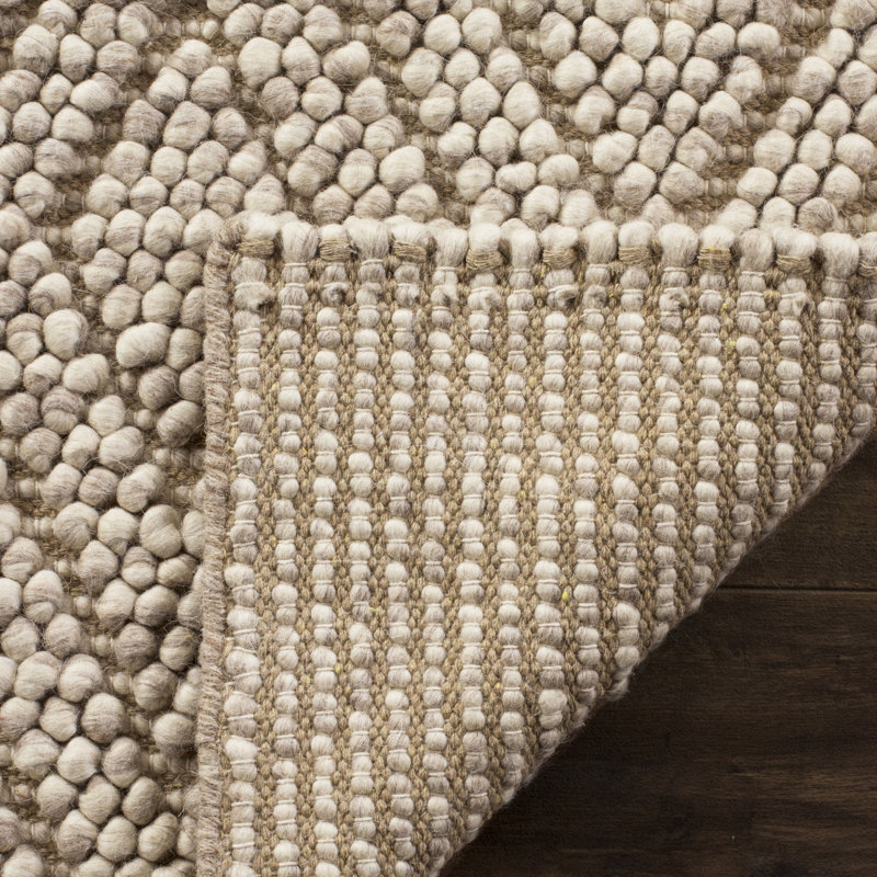 Jacobs Hand Woven Wool/Cotton Geometric Rug in Beige, Runner 2'3" x 12'