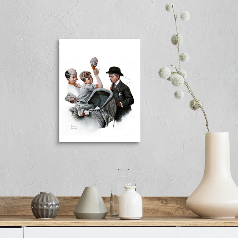 Garçon avec landau, art mural sur toile, Toile tendue, H 14 po x l 11 po x P 1,25 po