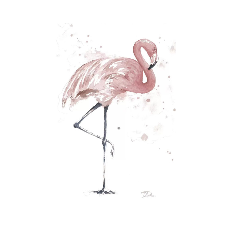 «Flamingo Stand II» par Patricia Pinto - peinture sur toile tendue, H 40 po x l 26 po x P 1,5 po