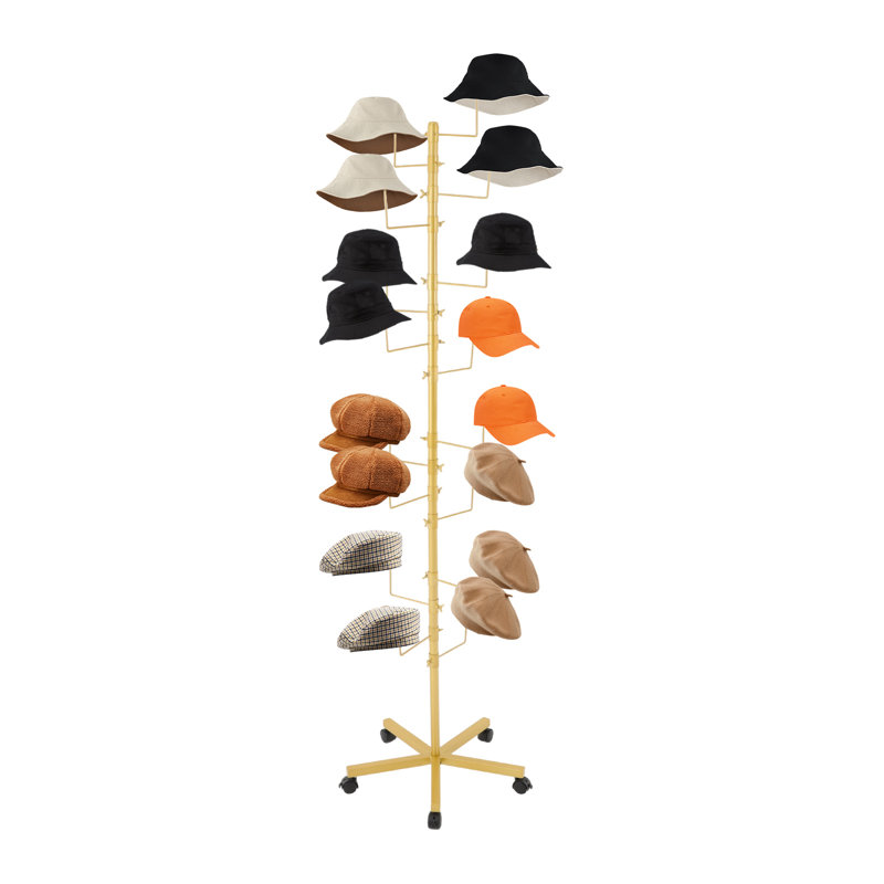 Présentoir à chapeaux autoportant doré, Doré