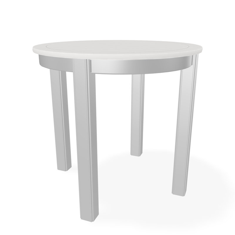 Outdoor Round Side Table, White/White, Acrylic