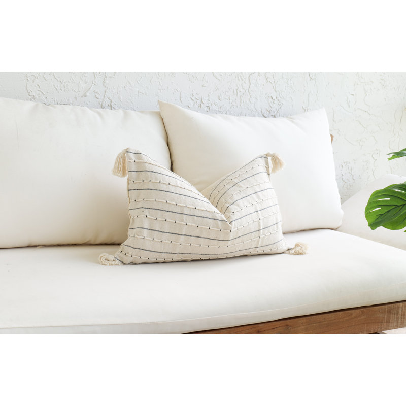 Beige Textured Lumbar with Tassels