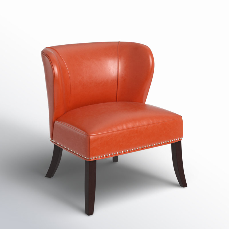 Fauteuil d'appoint à oreilles Alfredia, Similicuir orange