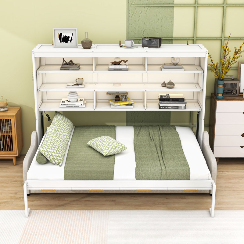 Lit escamotable avec canapé escamotable et tablettes DEL Murphy, Grand