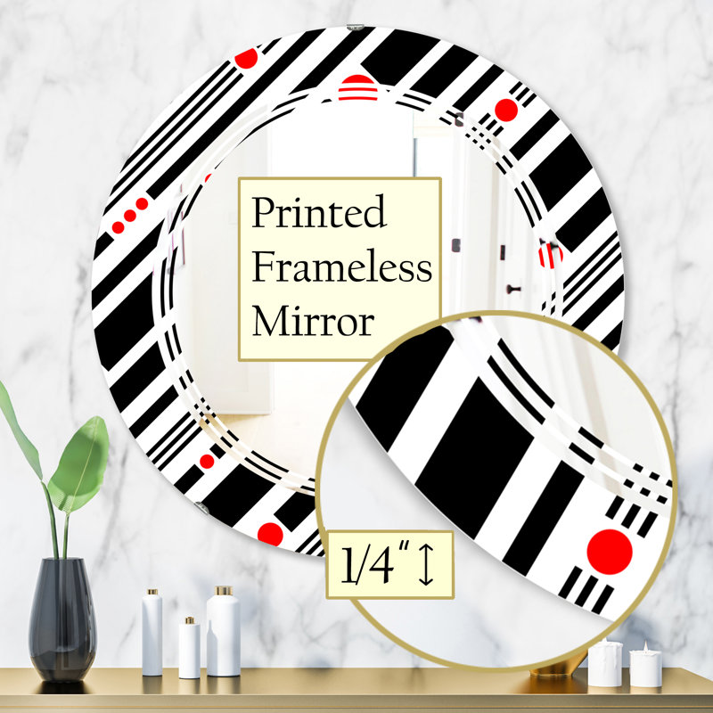 Miroir mural moderne géométrique abstrait sans cadre, 31,5 po x 31,5 po