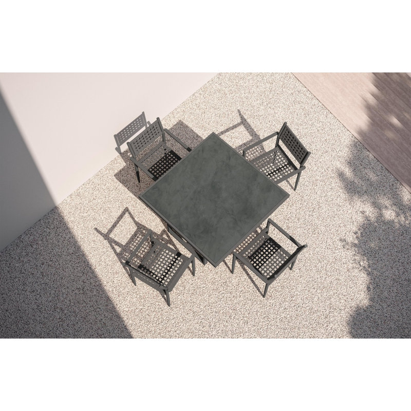 Pavia 48" Dining Table - Dekton Top, Charcoal, Micron