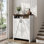 Armoire à chaussures à 6 niveaux avec portes, armoire de rangement à chaussures Farmhouse avec tablettes réglables, range-chaussures en bois de grande capacité pour vestibule