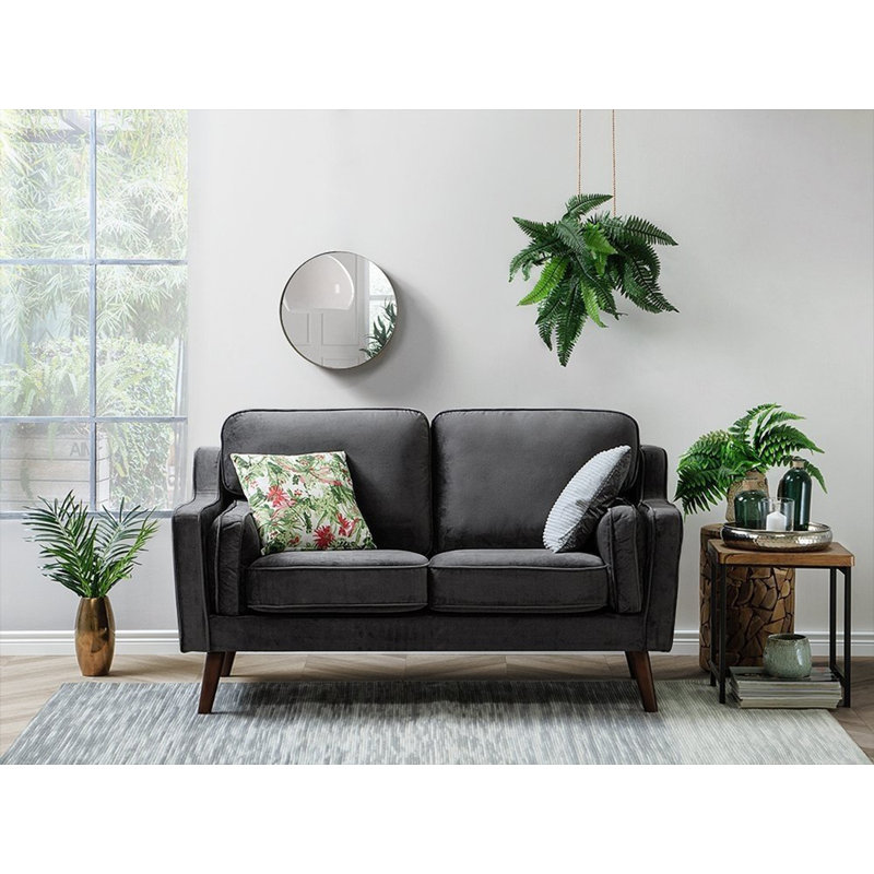 Forsyth Velvet Loveseat, Dark Grey